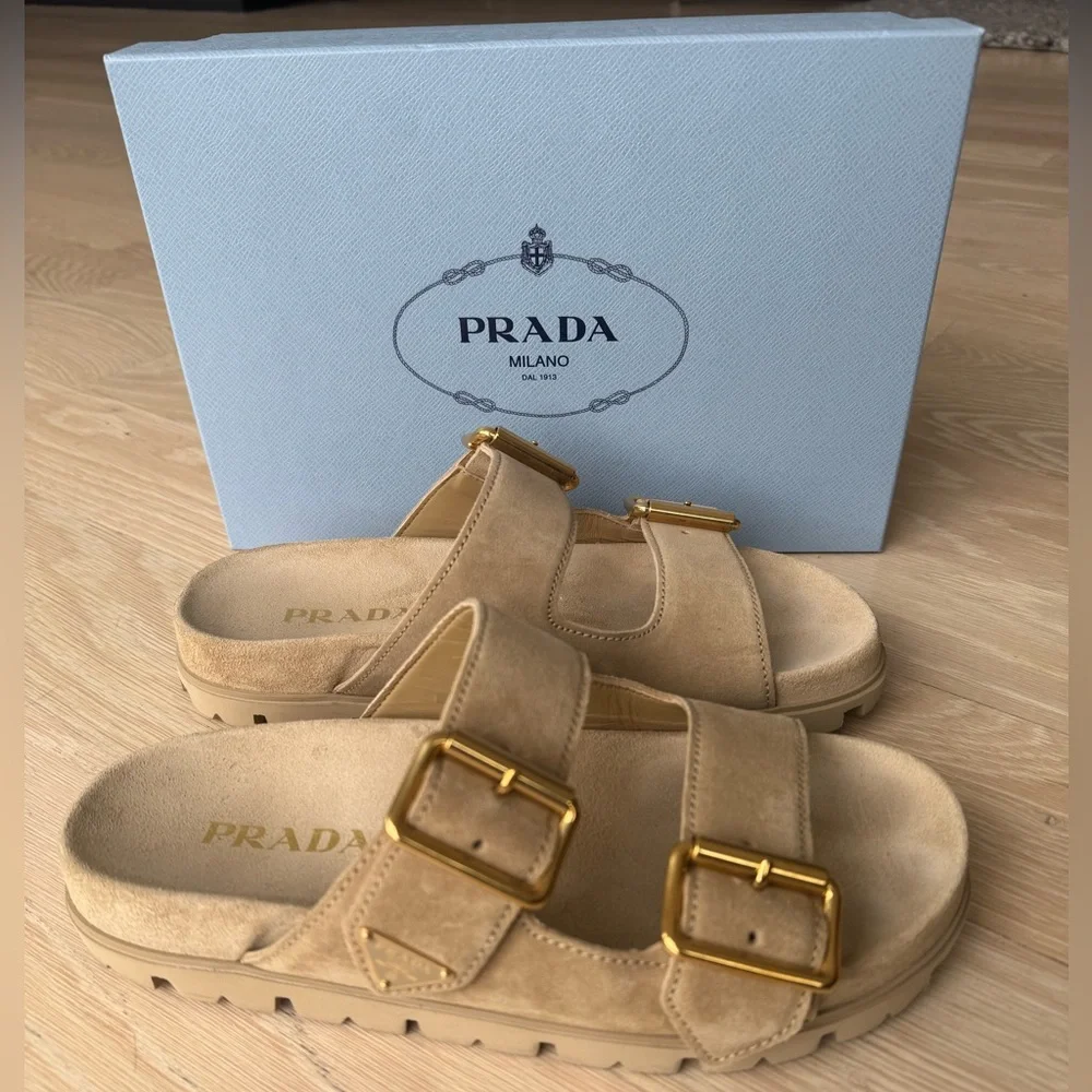 New Prada Double Strap Suede Sandals size 39 - Picture 2 of 15